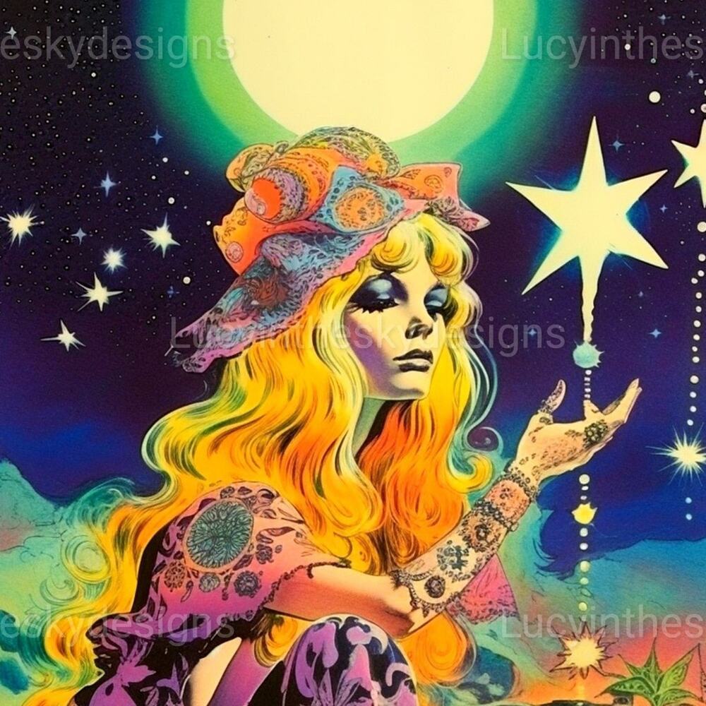Star Child☆  Bright Vivid Psychedelic Art Print Unique Ready to Frame Decor - Picture 2 of 4